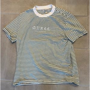 Green and White Striped Guess Shirt